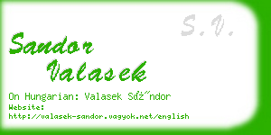 sandor valasek business card